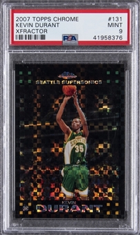 2007-08 Topps Chrome X-Fractor #131 Kevin Durant Rookie Card (#28/50) - PSA MINT 9